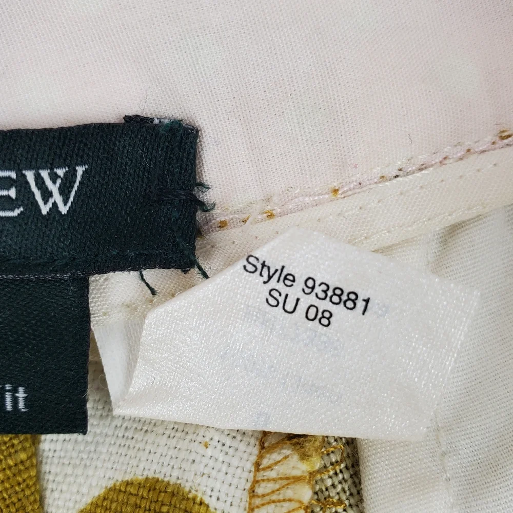 J. CREW City Fit Linen Shorts Size 6 Mustard Yellow Floral Print